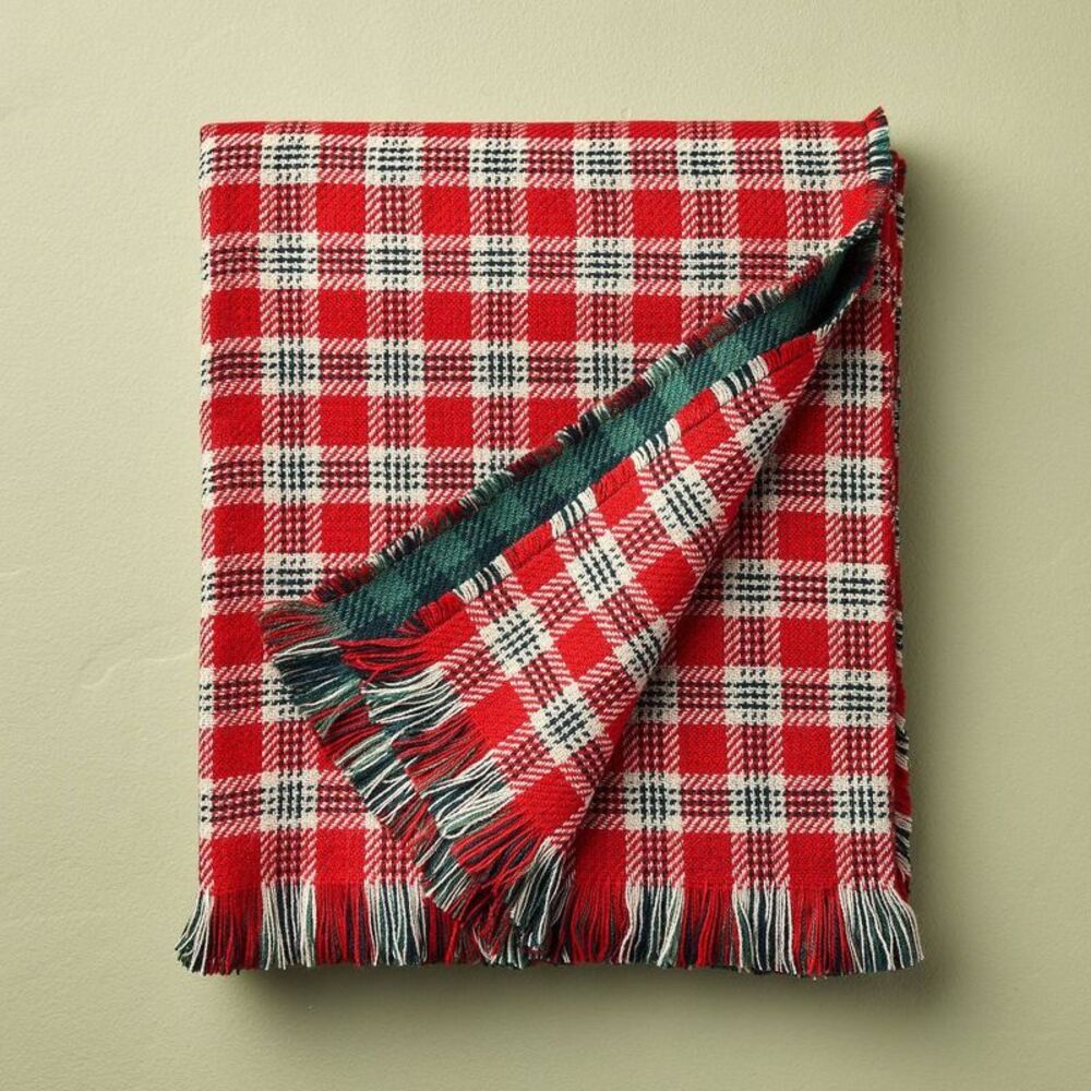 50"x60" Vintage Reversible Brushed Woven Throw Bla Red